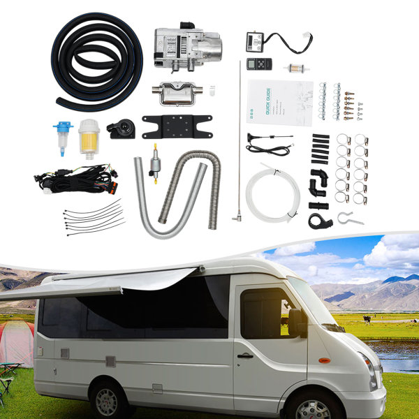 HANGKAI 5KW 12V Van Truck Diesel Tankless Water Heater Diesel Parking Water Heater Kit with LCD Switch & Remote Control HANGKAI 5KW 12V Van Truck Diesel Tankless Water Heater Diesel Parking Water Heater Kit with LCD Switch & Remote Control