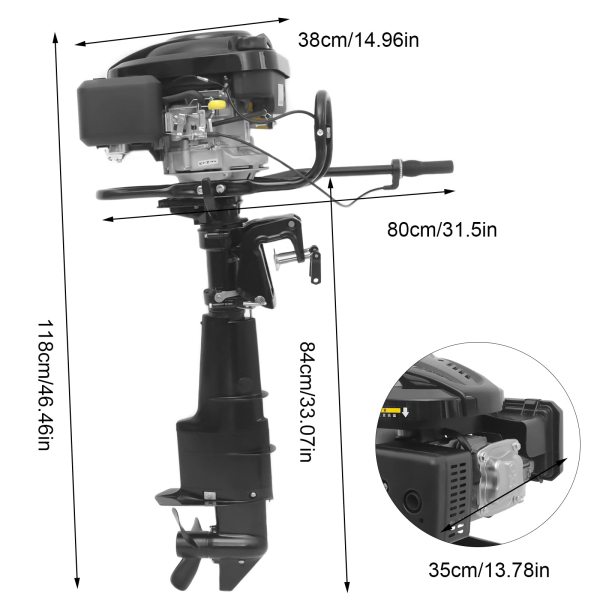 7.5HP 4-Stroke Outboard Engine Petrol Boat Engine, Air Cooling Outboard Motor