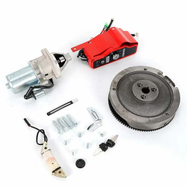 HANGKAI Electric Start Kit Flywheel Ignition Starter Motor Key