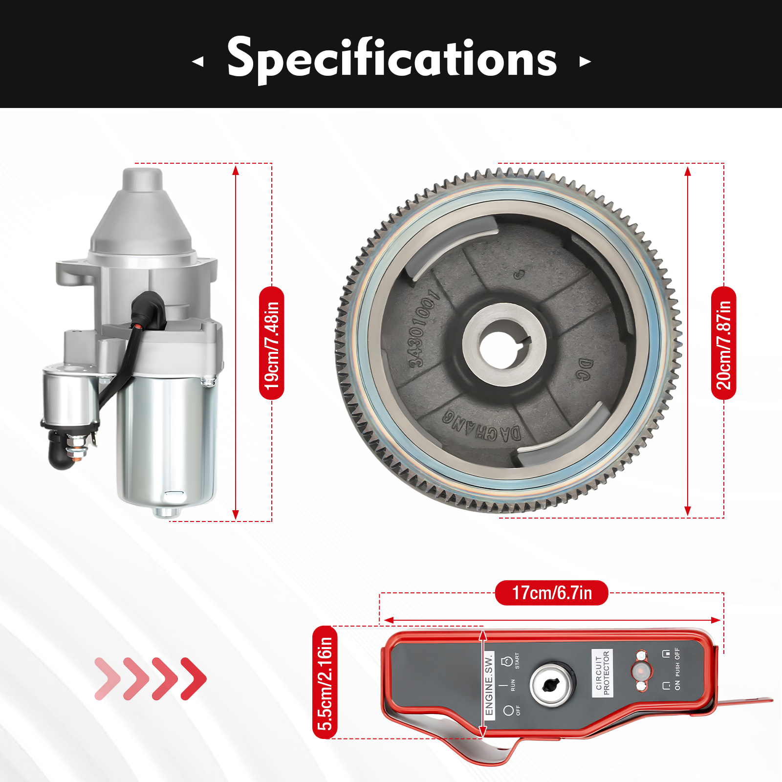 HANGKAI Electric Start Kit Flywheel Ignition Starter Motor Key