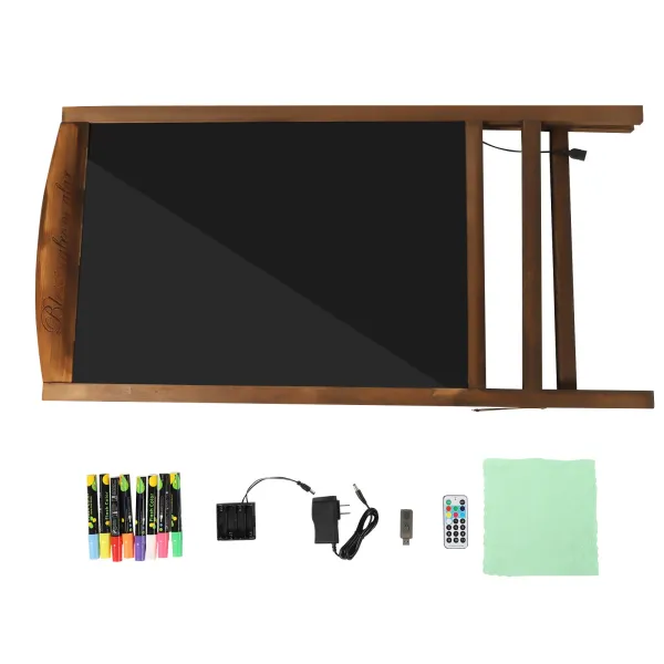 LED Drawing Chalk Board: Large Dry Erase Neon Sign with Stand - Wooden Message Chalkboard Display Shelf LED Drawing Chalk Board: Large Dry Erase Neon Sign with Stand - Wooden Message Chalkboard Display Shelf