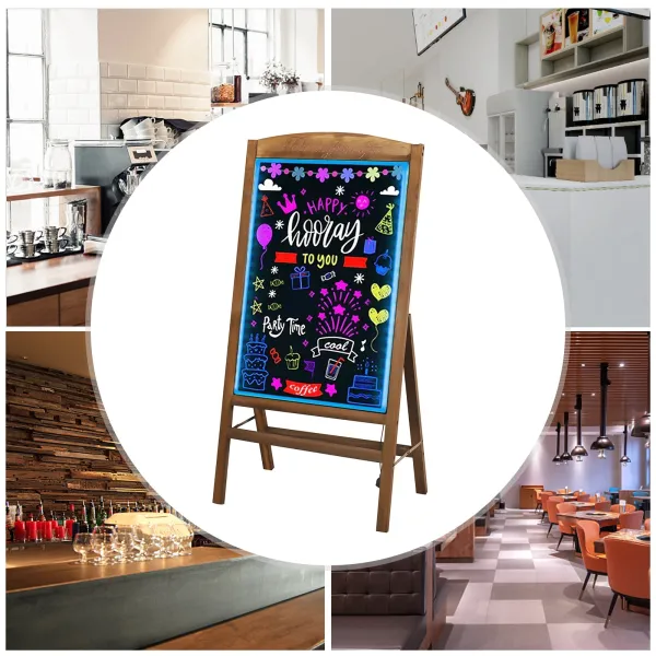 LED Drawing Chalk Board: Large Dry Erase Neon Sign with Stand - Wooden Message Chalkboard Display Shelf LED Drawing Chalk Board: Large Dry Erase Neon Sign with Stand - Wooden Message Chalkboard Display Shelf