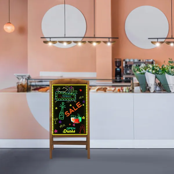 LED Drawing Chalk Board: Large Dry Erase Neon Sign with Stand - Wooden Message Chalkboard Display Shelf LED Drawing Chalk Board: Large Dry Erase Neon Sign with Stand - Wooden Message Chalkboard Display Shelf