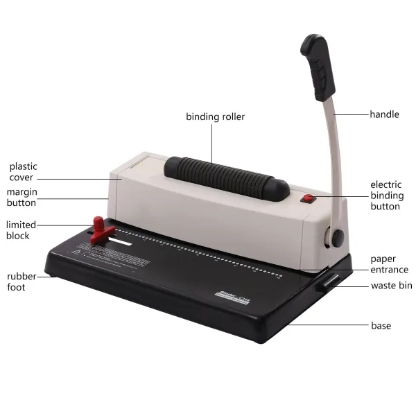 Coil Binding Machine, Electric Coil Inserter, Round Hole Punch, 250 Sheets, Perfect for Letter Size / A4 / A5
