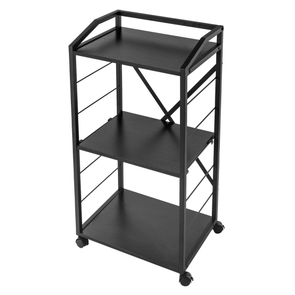 3-Tier Printer Shelf with Wheels, Mobile Printer Stand, Modern Storage Stand Black
