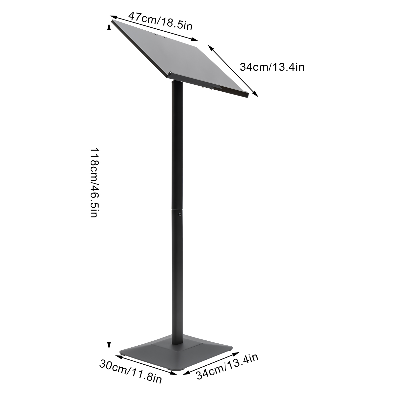 Floor Standing Speaking Podium, Slanted Top, Quick Assembly