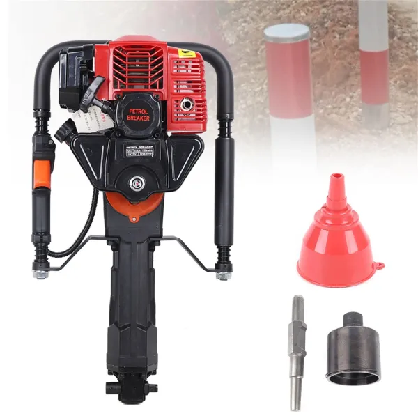 T Post Driver Gas Powered,2 Stroke 52cc Power Hammer Drills Heavy Duty Gasoline Push Pile Profession Kit Gasoline Piling Driver Portable Lightweight