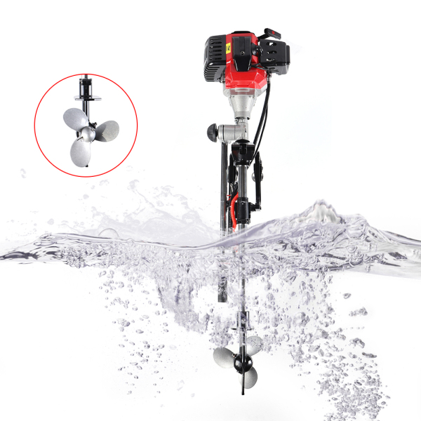 HANGKAI 2 Stroke 2.3HP Outboard Motor Fishing Boat Engine with Water Cooling CDI System,52cc Boat Motor Engine Inflatable Fishing Boat Engine 