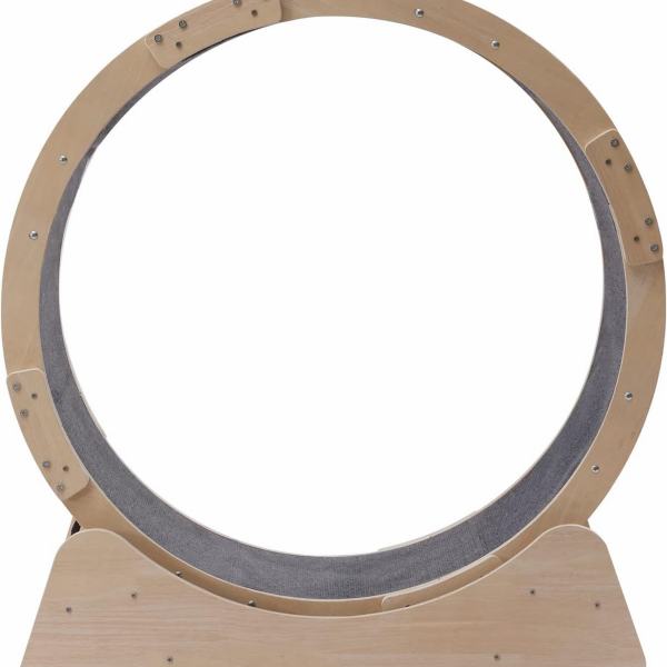 Cat Exercise Wheel - Cat Wheel Exerciser for Indoor Cats - Cat Running Wheel, Round Hamster-Wheel Style Cat Exercise Wheel with Carpet Runway, Wooden Linen-Covered with Unique Design