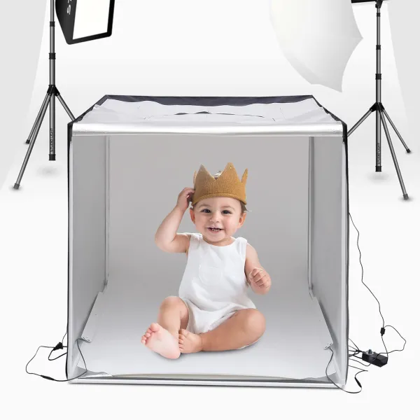 Photo Light Box, Portable Foldable Photo Studio Box with LED Light, 3.3x3.3x3.3ft Professional Dimmable Shooting Tent Kit Photo Light Box, Portable Foldable Photo Studio Box with LED Light, 3.3x3.3x3.3ft Professional Dimmable Shooting Tent Kit