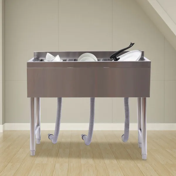 HANGKAI 3 Compartment Sink of Stainless Steel NSF Commercial Utility Basin with 10" L x 14" W x 10" D Bowl