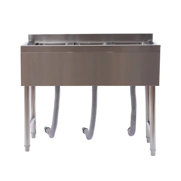 HANGKAI 3 Compartment Sink of Stainless Steel NSF Commercial Utility Basin with 10" L x 14" W x 10" D Bowl