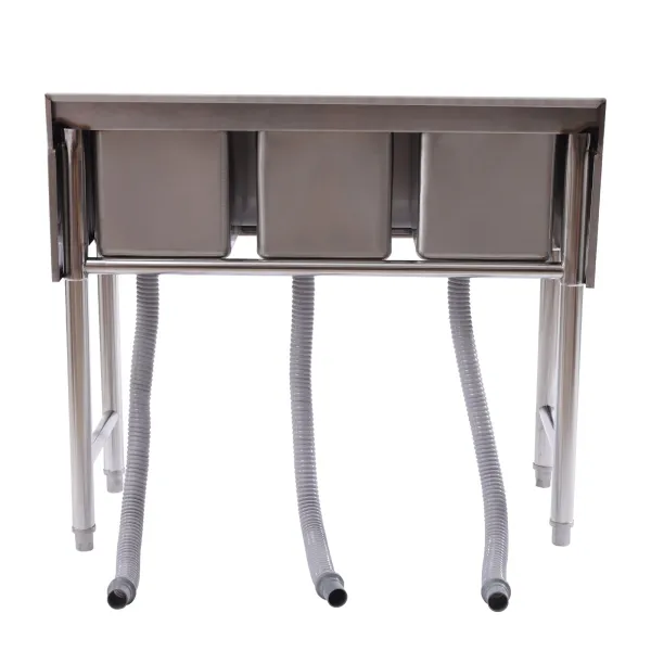 HANGKAI 3 Compartment Sink of Stainless Steel NSF Commercial Utility Basin with 10" L x 14" W x 10" D Bowl