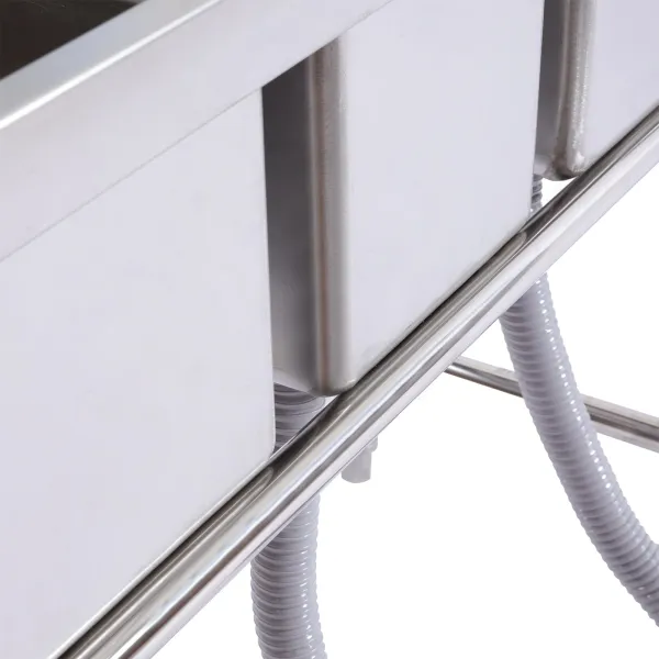 HANGKAI 3 Compartment Sink of Stainless Steel NSF Commercial Utility Basin with 10" L x 14" W x 10" D Bowl