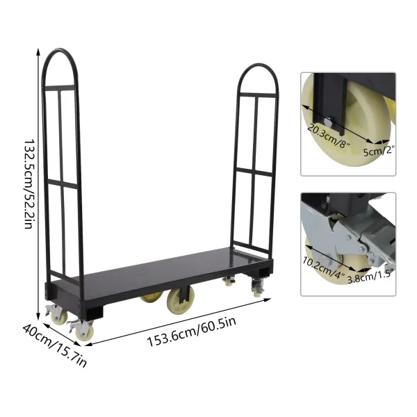 H U-Boat Cart, 2000LBS Capacity U-Boat Platform Truck Dolly, U-Boat Truck Steel with Removable Handles H U-Boat Cart, 2000LBS Capacity U-Boat Platform Truck Dolly, U-Boat Truck Steel with Removable Handles