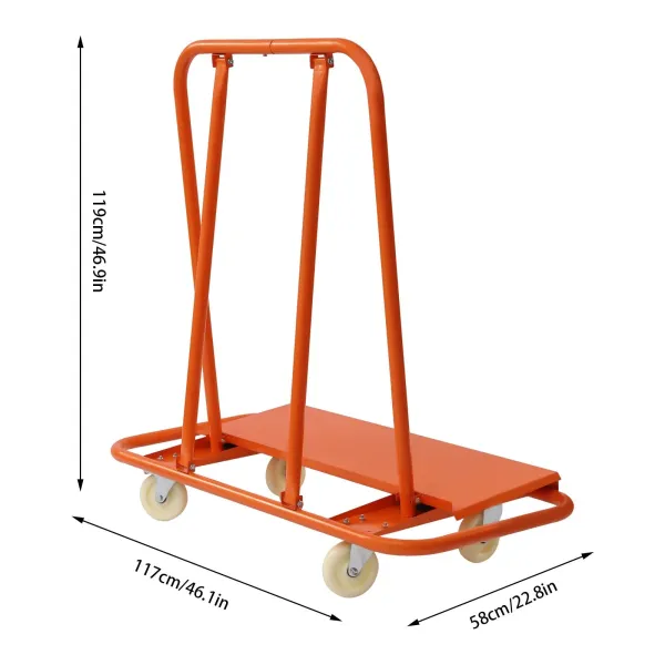Drywall Cart, Drywall Sheet Carts with 2200 LBS Load Capacity, Heavy Duty Plasterboard Trolley w/ Four Wheels, Service Dolly