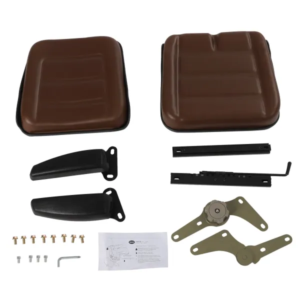 Tractor Seat With Armrest For Dumper Forklift Mower Digger, Brown Color