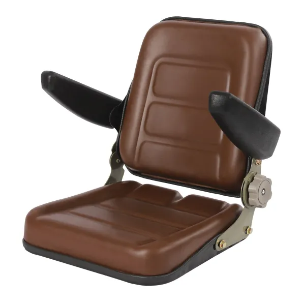 Tractor Seat With Armrest For Dumper Forklift Mower Digger, Brown Color