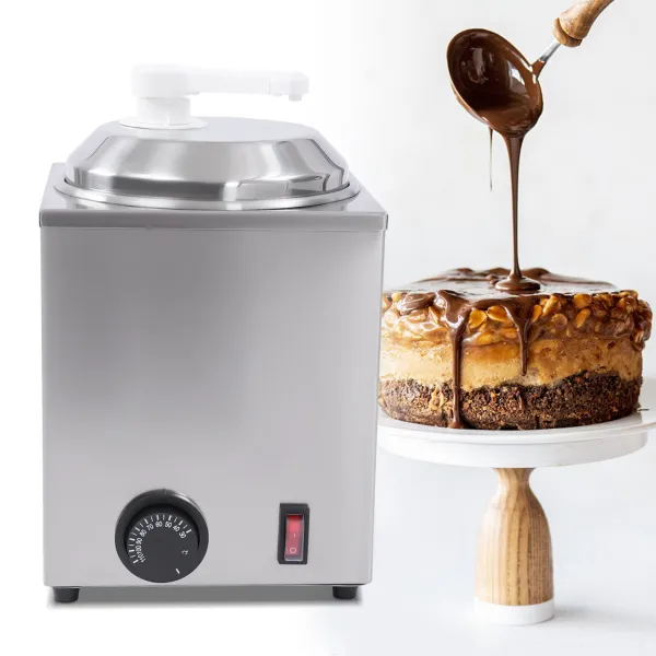 Hot Fudge Warmer with Pump, 2.4 Qt Hot Fudge Dispenser, 650 W Cheese Warmer Dispenser
