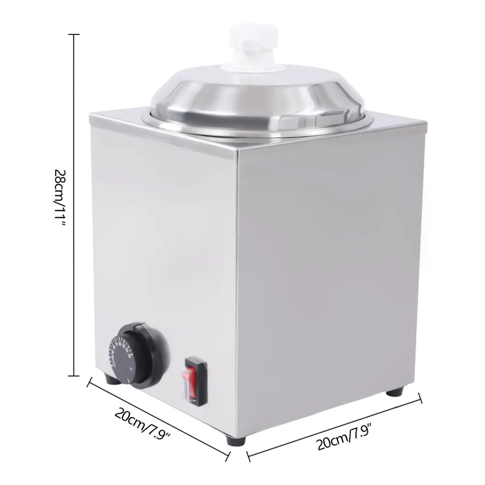 Hot Fudge Warmer with Pump, 2.4 Qt Hot Fudge Dispenser, 650 W Cheese Warmer Dispenser