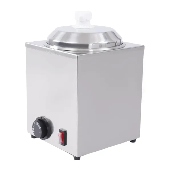 Hot Fudge Warmer with Pump, 2.4 Qt Hot Fudge Dispenser, 650 W Cheese Warmer Dispenser Hot Fudge Warmer with Pump, 2.4 Qt Hot Fudge Dispenser, 650 W Cheese Warmer Dispenser
