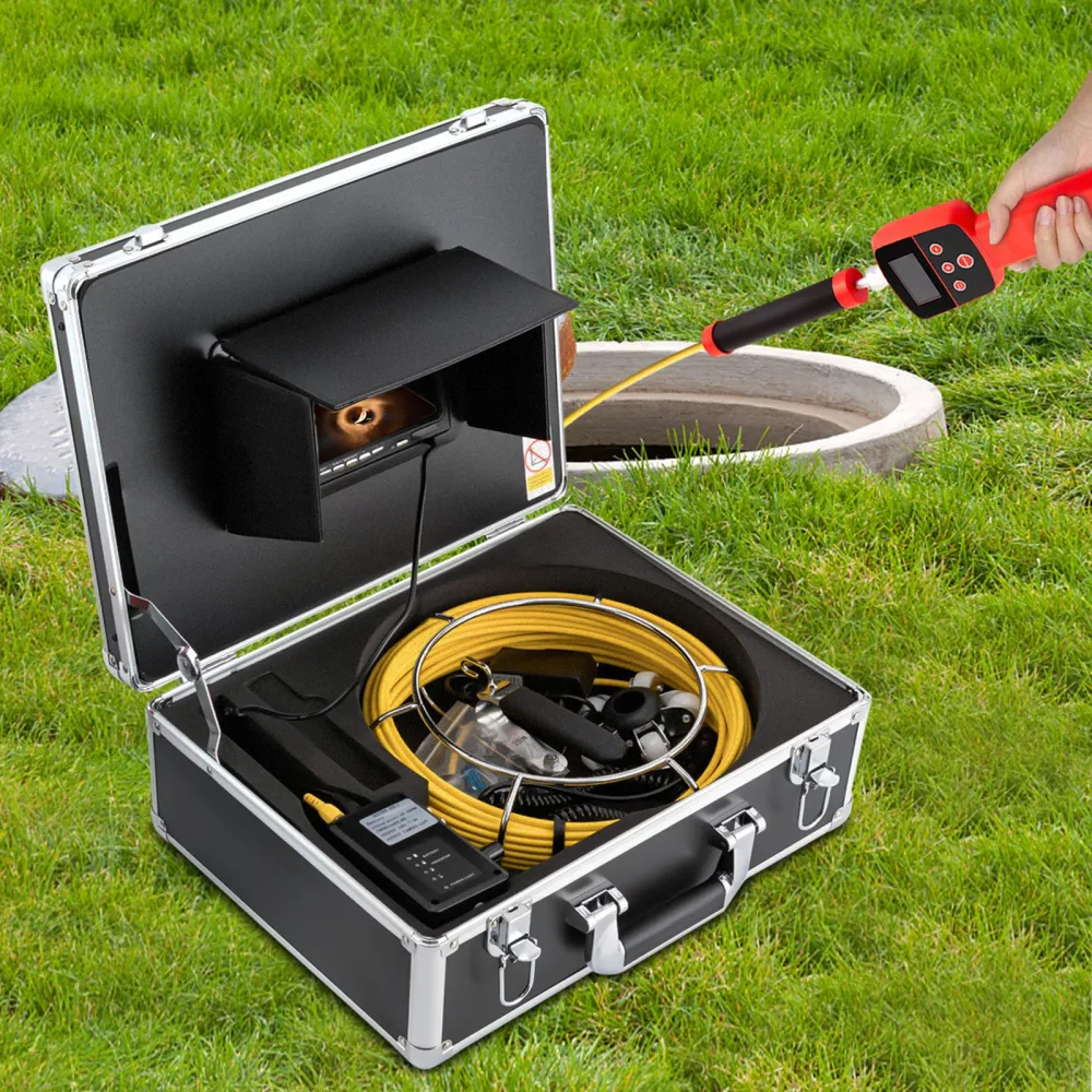 512HZ Sewer Camera Pipe Inspection Camera 7" LCD Monitor with 100FT Cable Sewer Camera with Locator