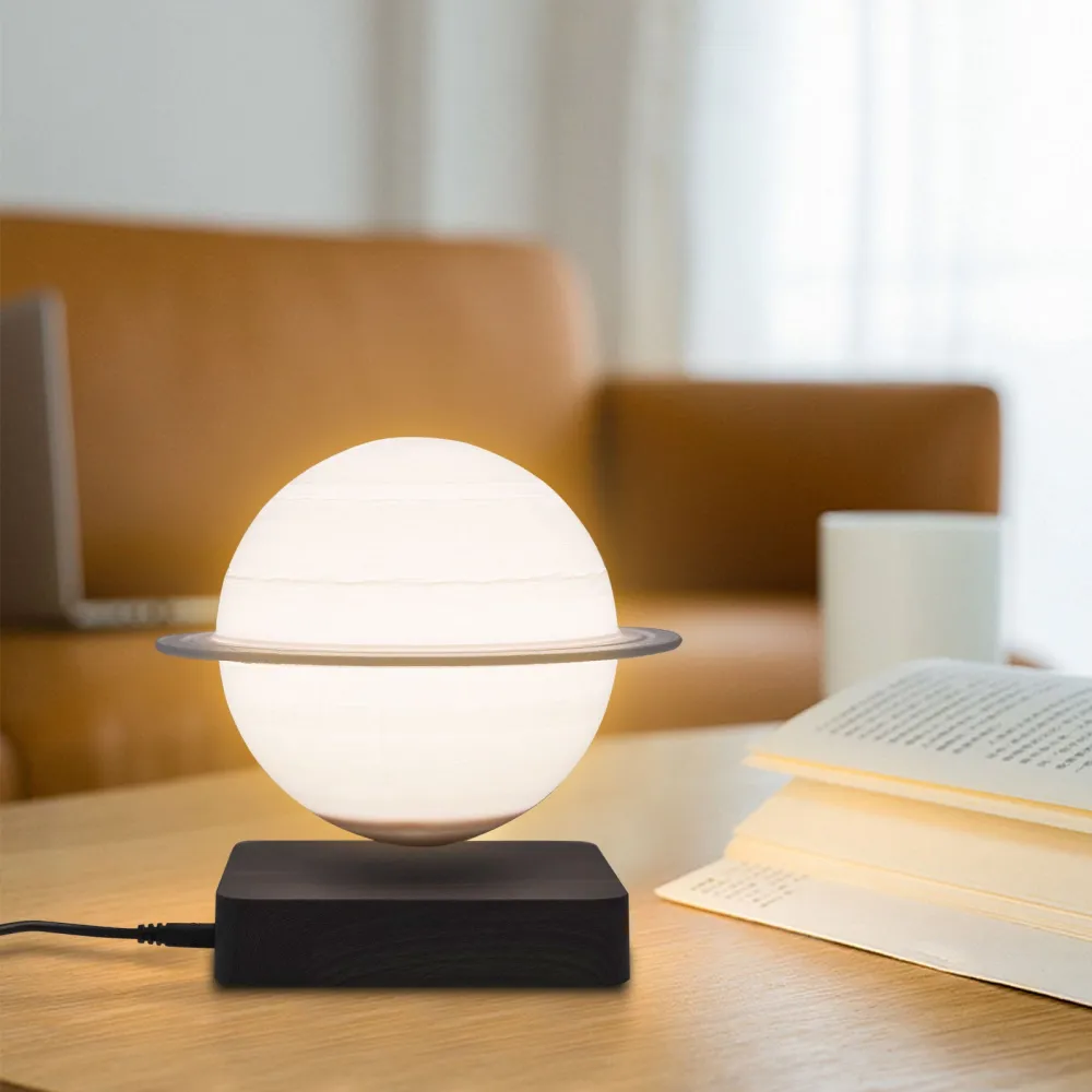 Levitating Moon Lamp-5.5Inch Floating and Spinning in Air Freely 3D Printing Moon Lamp Levitating 3 Colors LED Moon Light