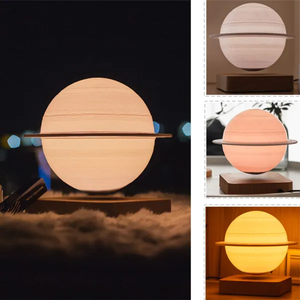 Levitating Moon Lamp-5.5Inch Floating and Spinning in Air Freely 3D Printing Moon Lamp Levitating 3 Colors LED Moon Light