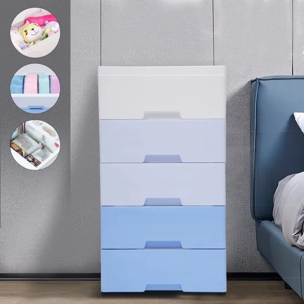 5 Drawers Storage Cabinet,Plastic Drawers Dresser,Closet Drawers Tall Dresser Organizer for Clothes,Playroom,Bedroom Furniture