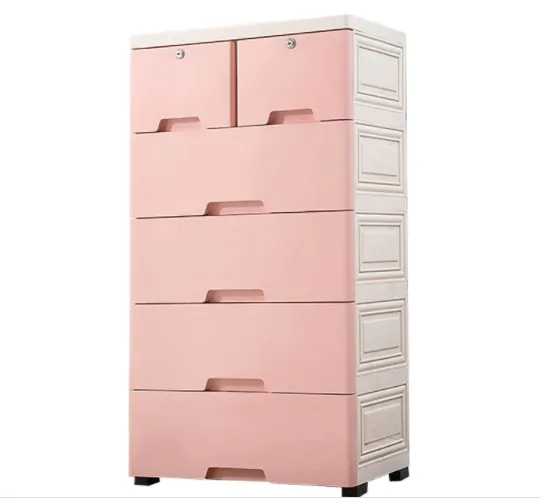 plastic dresser pink YIYIBYUS Pink 5-Tire Modern Free-Standing Plastic Cabinet with 6-Drawers and 4-Wheels