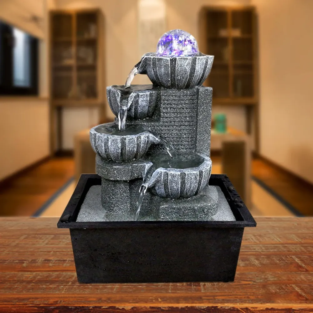 4-Tier Relaxation Tabletop Fountain-Zen Meditation Indoor Waterfall Fountain