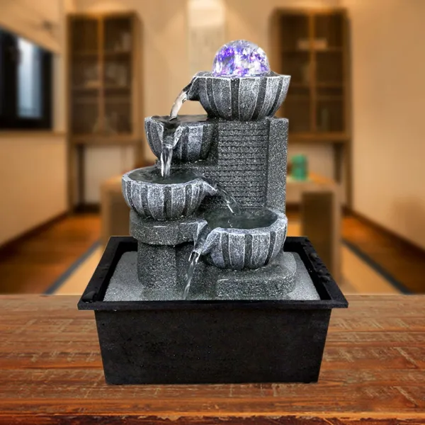 4-Tier Relaxation Tabletop Fountain-Zen Meditation Indoor Waterfall Fountain