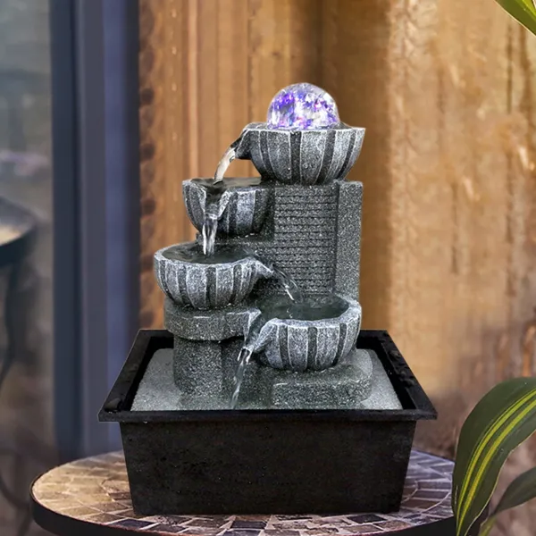 4-Tier Relaxation Tabletop Fountain-Zen Meditation Indoor Waterfall Fountain