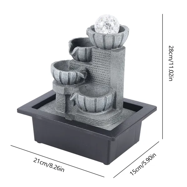 4-Tier Relaxation Tabletop Fountain-Zen Meditation Indoor Waterfall Fountain