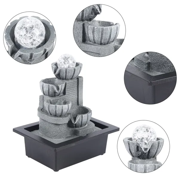 4-Tier Relaxation Tabletop Fountain-Zen Meditation Indoor Waterfall Fountain
