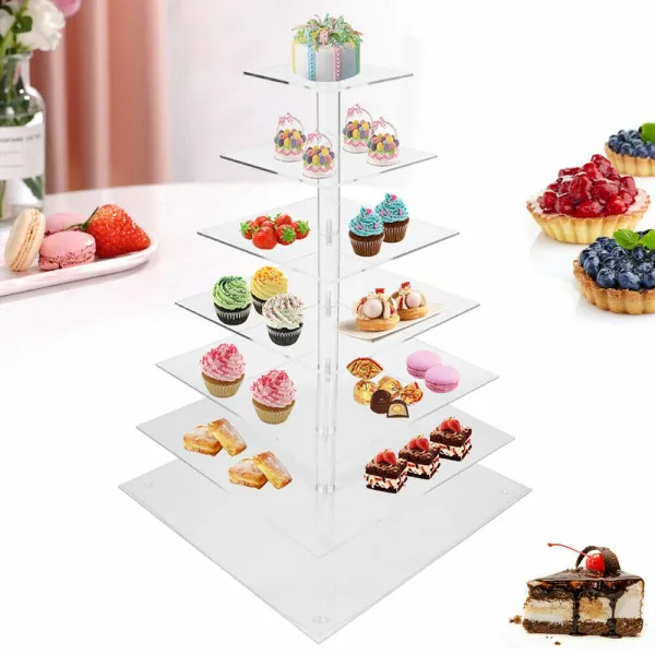 7 Tier Acrylic Square Cake Stand Tower Display Stand Tower 7 Tier Acrylic Square Cake Stand Tower Display Stand Tower