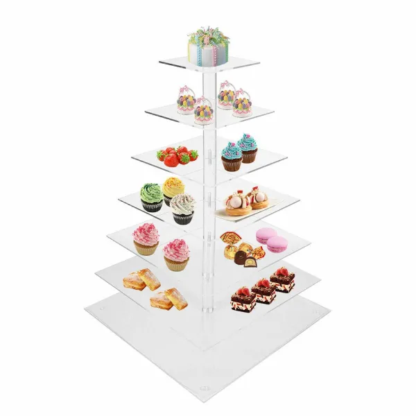 7 Tier Acrylic Square Cake Stand Tower Display Stand Tower 7 Tier Acrylic Square Cake Stand Tower Display Stand Tower