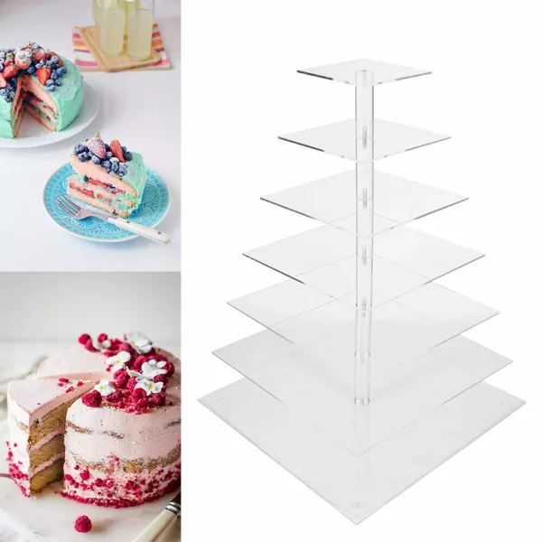 7 Tier Acrylic Square Cake Stand Tower Display Stand Tower 7 Tier Acrylic Square Cake Stand Tower Display Stand Tower
