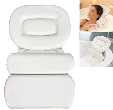 Ergonomic Bath Pillow for Neck, Head & Shoulders and Back Support