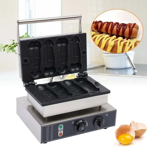 Commercial Hot Dog Waffle Machine 4Pcs Electric Corn Dog Waffle Maker Nonstick Baker Commercial Hot Dog Waffle Machine 4Pcs Electric Corn Dog Waffle Maker Nonstick Baker