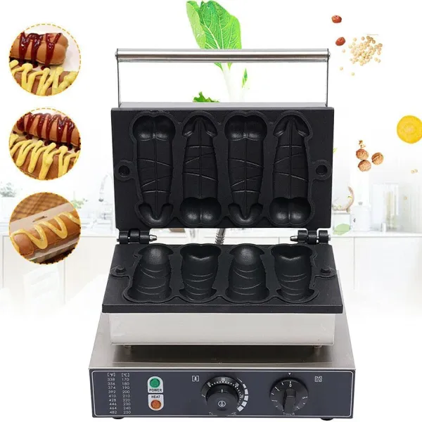 Commercial Hot Dog Waffle Machine 4Pcs Electric Corn Dog Waffle Maker Nonstick Baker Commercial Hot Dog Waffle Machine 4Pcs Electric Corn Dog Waffle Maker Nonstick Baker