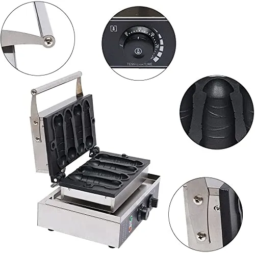 Commercial Hot Dog Waffle Machine 4Pcs Electric Corn Dog Waffle Maker Nonstick Baker Commercial Hot Dog Waffle Machine 4Pcs Electric Corn Dog Waffle Maker Nonstick Baker