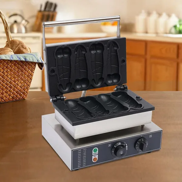 Commercial Hot Dog Waffle Machine 4Pcs Electric Corn Dog Waffle Maker Nonstick Baker Commercial Hot Dog Waffle Machine 4Pcs Electric Corn Dog Waffle Maker Nonstick Baker