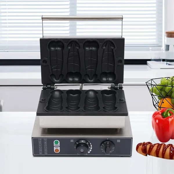 Commercial Hot Dog Waffle Machine 4Pcs Electric Corn Dog Waffle Maker Nonstick Baker Commercial Hot Dog Waffle Machine 4Pcs Electric Corn Dog Waffle Maker Nonstick Baker
