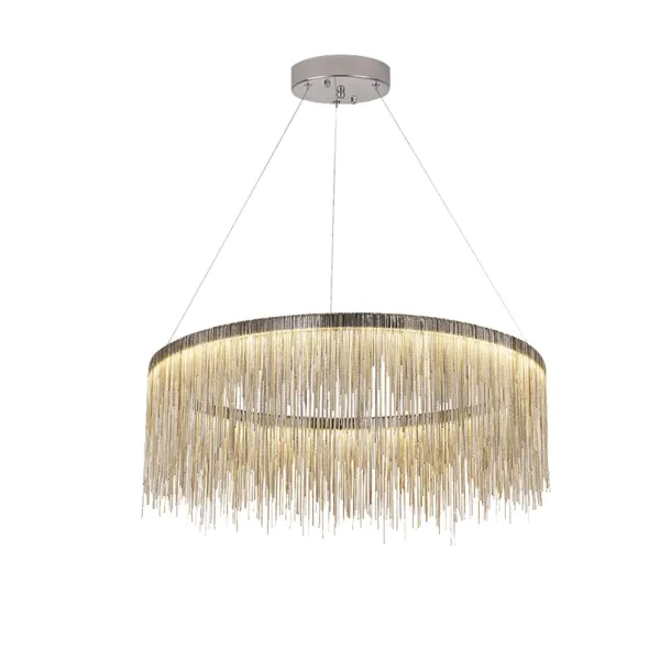 Crystal Round LED Tassel Flush Mount Ceiling Light ,LED Chandelier Metal Tassel Chain Modern Luxury Villa Lamps with K9 Crystals