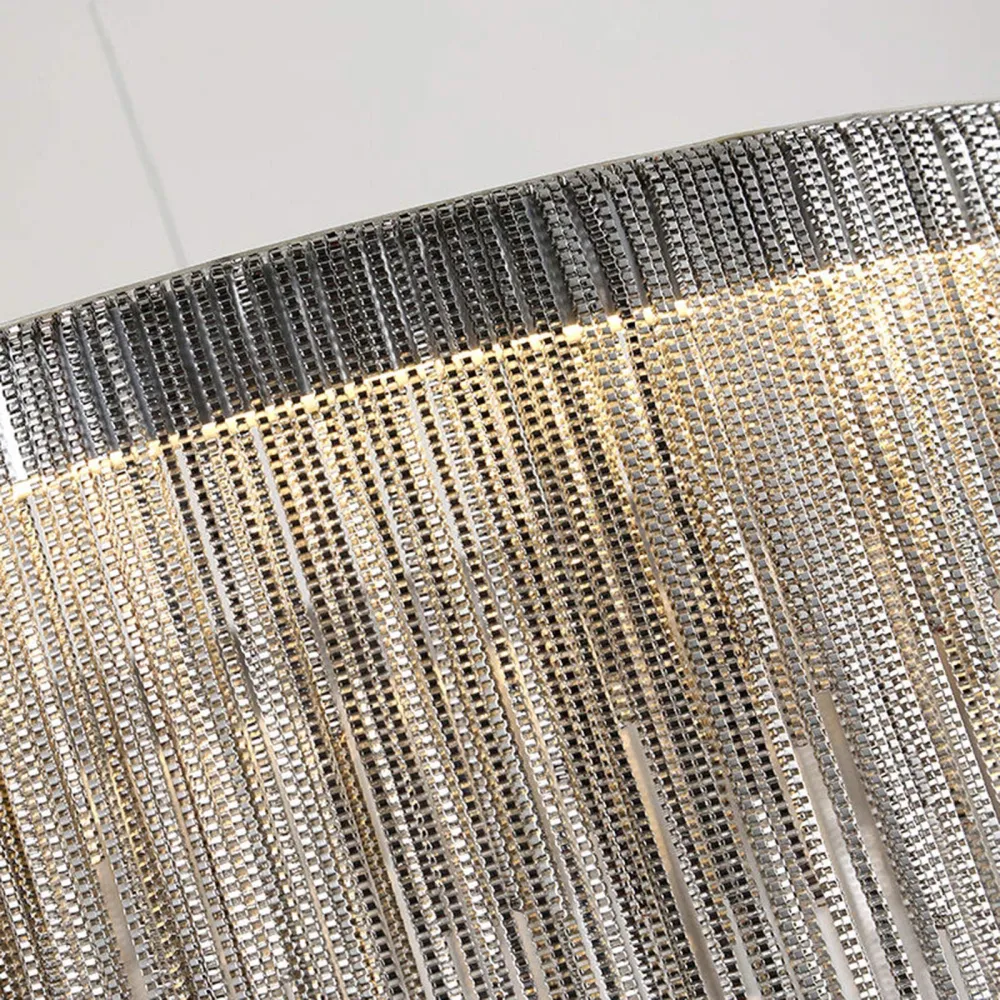 Crystal Round LED Tassel Flush Mount Ceiling Light ,LED Chandelier Metal Tassel Chain Modern Luxury Villa Lamps with K9 Crystals