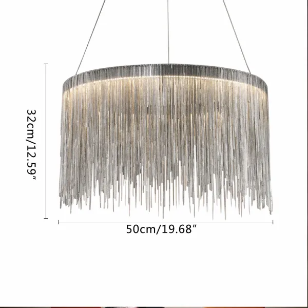 Crystal Round LED Tassel Flush Mount Ceiling Light ,LED Chandelier Metal Tassel Chain Modern Luxury Villa Lamps with K9 Crystals