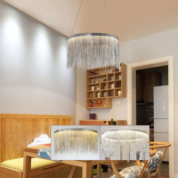Crystal Round LED Tassel Flush Mount Ceiling Light ,LED Chandelier Metal Tassel Chain Modern Luxury Villa Lamps with K9 Crystals