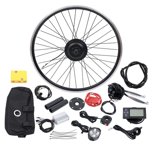 CNCEST Electric Bike Conversion Kit 26" Bicycle BLDC Controller with LCD Display Controller PAS Brake Lever, Front Wheel Motor 350W Bike Kit