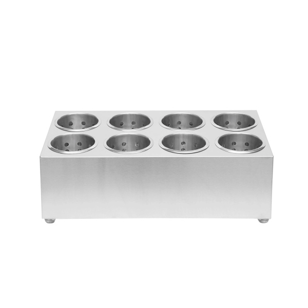 Commercial 8 Hole Stainless Steel Cylinder Flatware Silverware Utensil Holder Organizer flatware cylinder holder for Restaurants Catering Parties Cafeterias